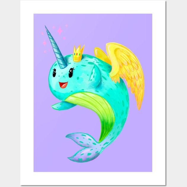 Sushi the Magical Flying Narwhal Wall Art by narwhalwall